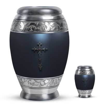 Cross Theme Large Urn With 1 Keepsake Urn