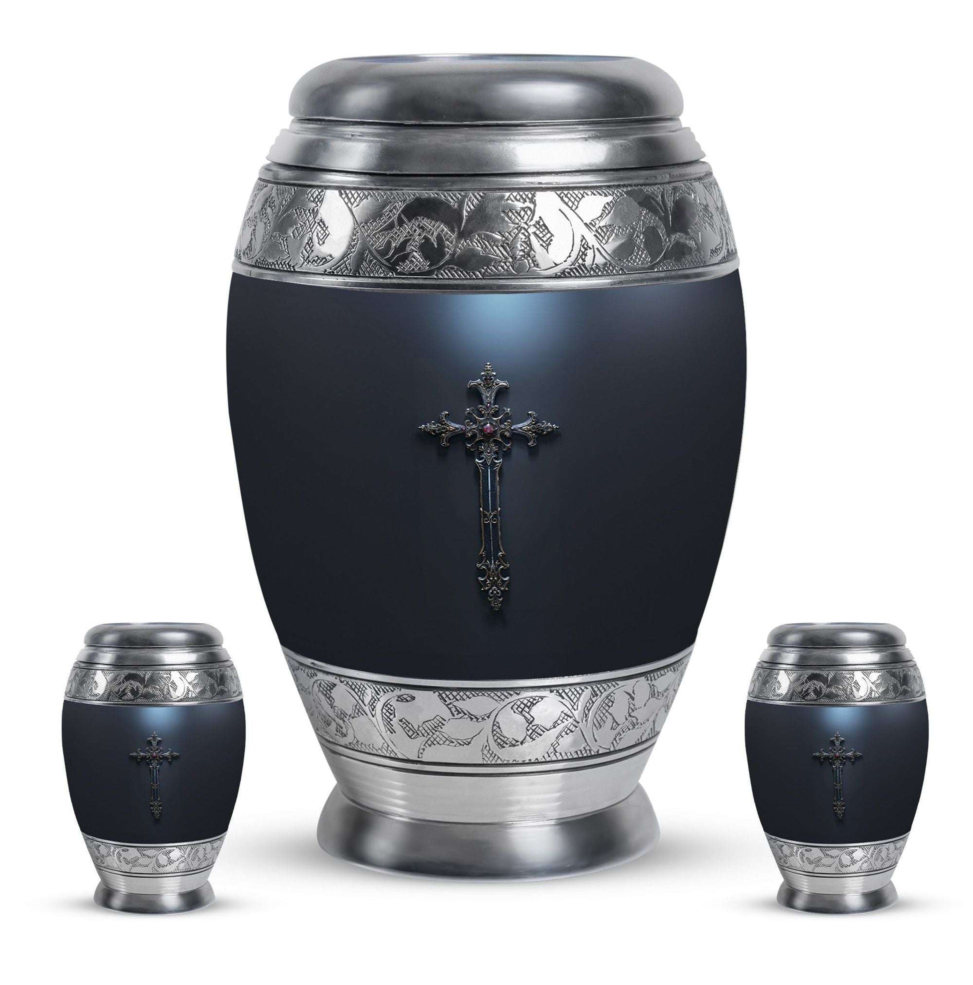 Cross Theme Large Urn With 2 Keepsake Urn