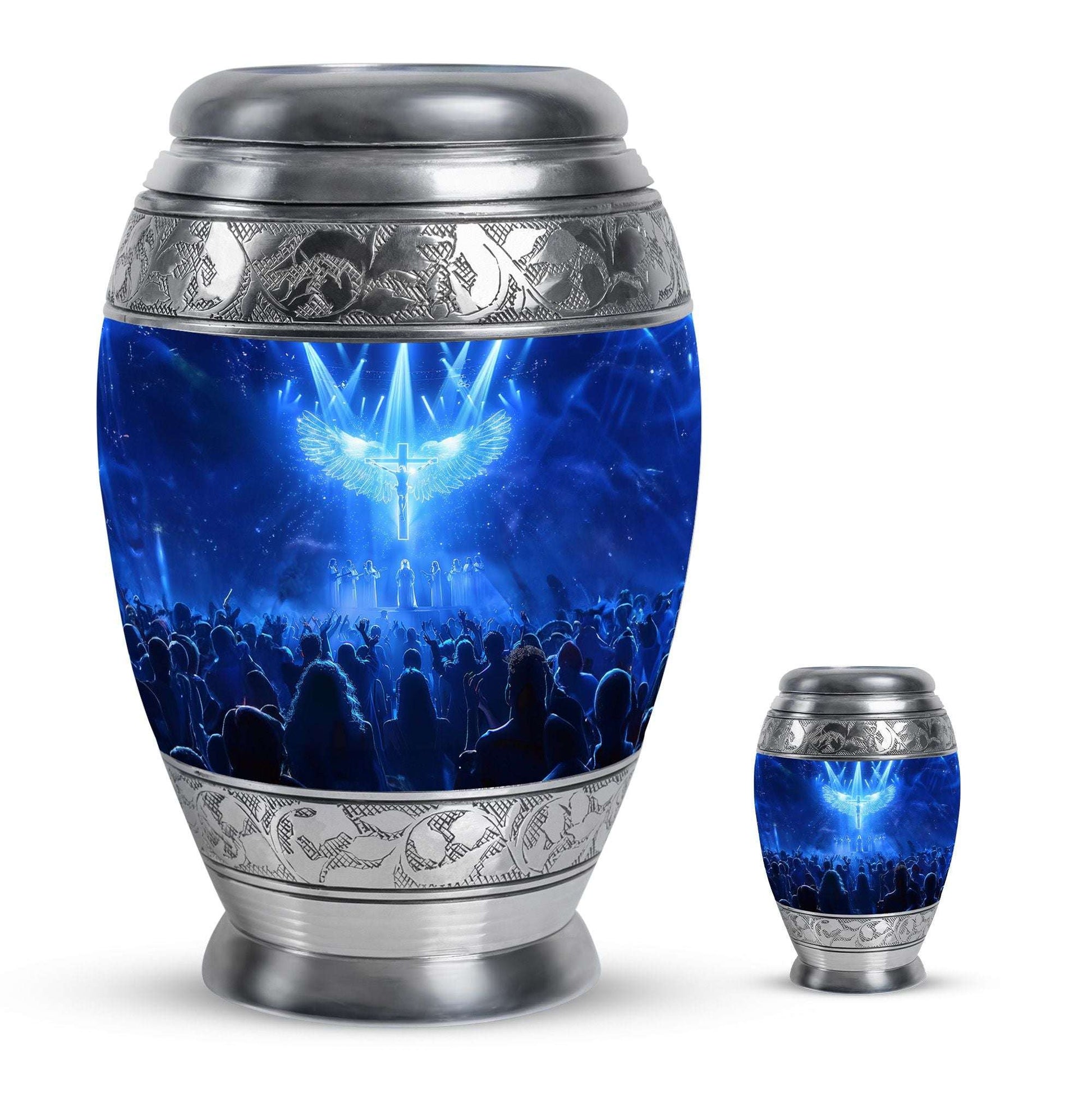 Cross Theme Large Urn With 1 Keepsake Urn