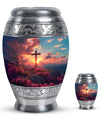 Cross Theme Large Urn With 1 Keepsake Urn