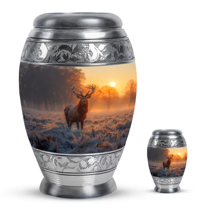 Deer Theme Large Urn With 1 Keepsake Urn