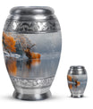 Deer Theme Large Urn With 1 Keepsake Urn