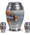 Deer Theme Large Urn With 2 Keepsake Urn