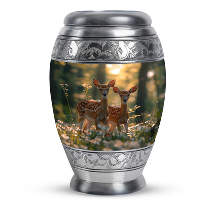 Deer Family Cremation Metal Urns For Human Ashes Large Adult