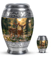 Deer Family Theme Large Urn With 1 Keepsake Urn
