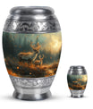 Deer Family Theme Large Urn With 1 Keepsake Urn