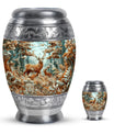 Deer Family Theme Large Urn With 1 Keepsake Urn