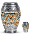 Deer Family Theme Large Urn With 1 Keepsake Urn