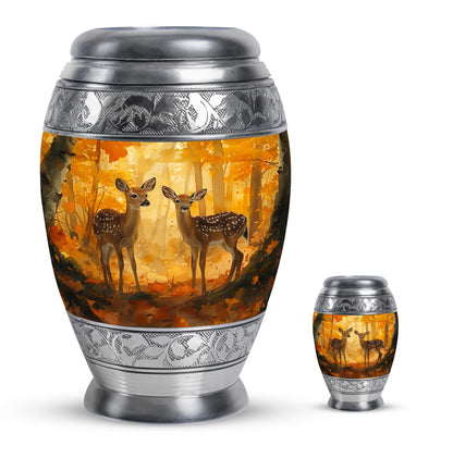 Deer Family Theme Large Urn With 1 Keepsake Urn
