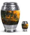 Deer Family Theme Large Urn With 1 Keepsake Urn