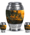 Deer Family Theme Large Urn With 2 Keepsake Urn