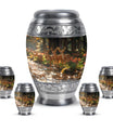 Deer Family Theme Large Urn With 4 Keepsake Urn