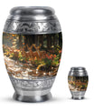 Deer Family Theme Large Urn With 1 Keepsake Urn