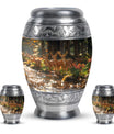 Deer Family Theme Large Urn With 2 Keepsake Urn