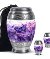 Butterfly Theme Large Urn With 2 Keepsake Urn