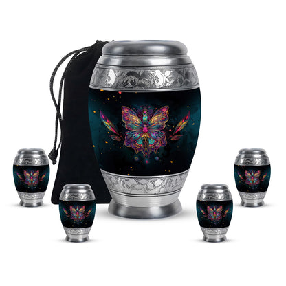 Butterfly Theme Large Urn With 4 Keepsake Urn