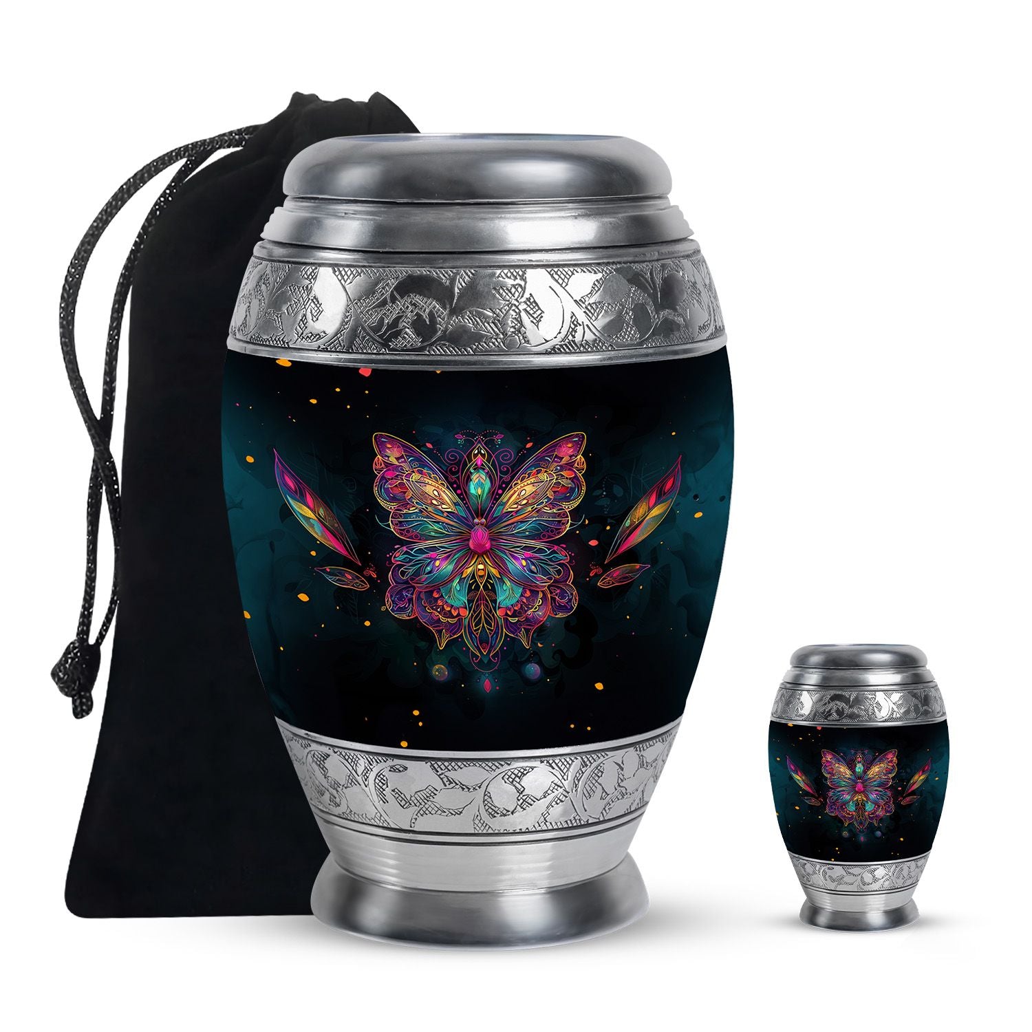 Butterfly Theme Large Urn With 1 Keepsake Urn