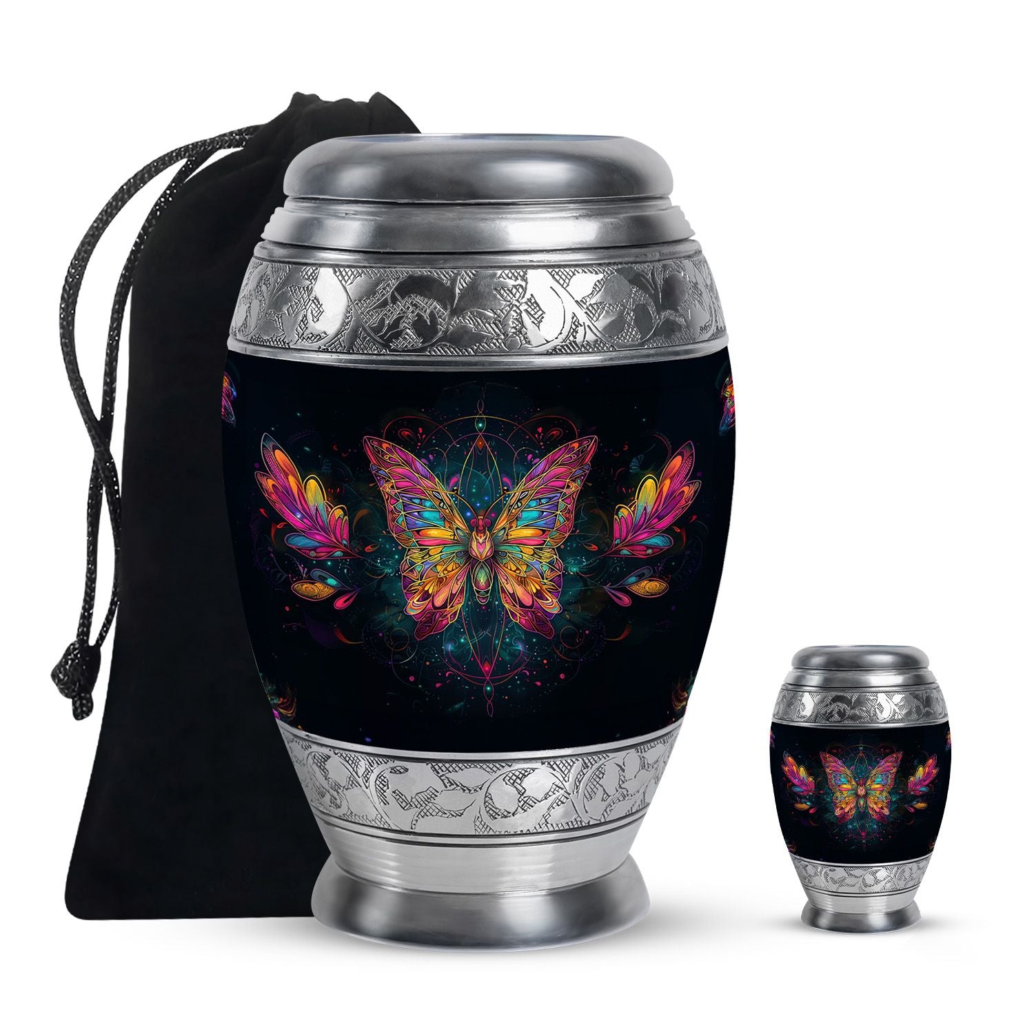 Butterfly Theme Large Urn With 1 Keepsake Urn
