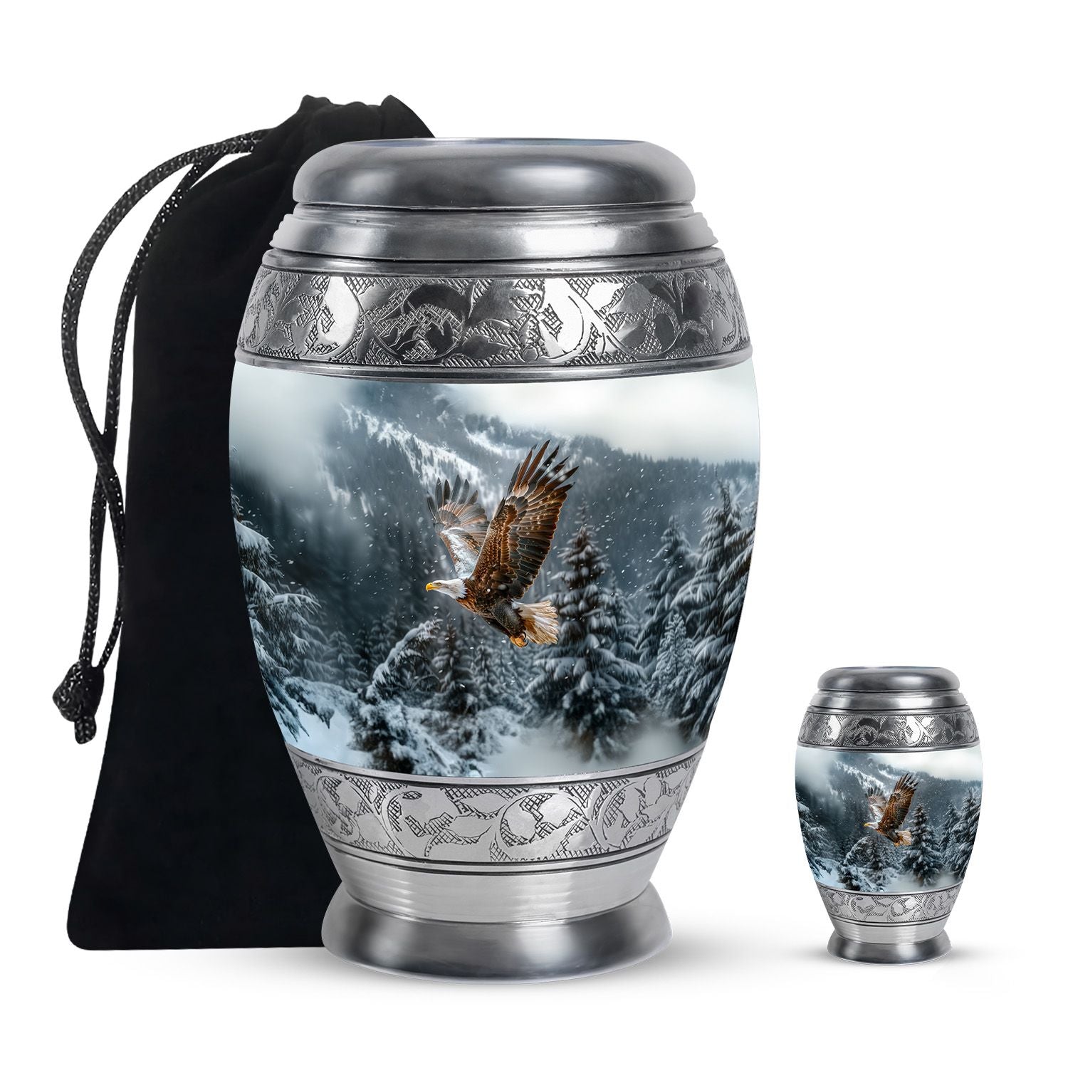 Eagle Theme Large Urn With 1 Keepsake Urn