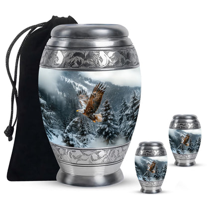 Eagle Theme Large Urn With 2 Keepsake Urn