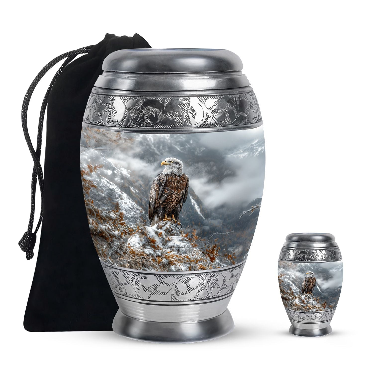 Eagle Theme Large Urn With 1 Keepsake Urn