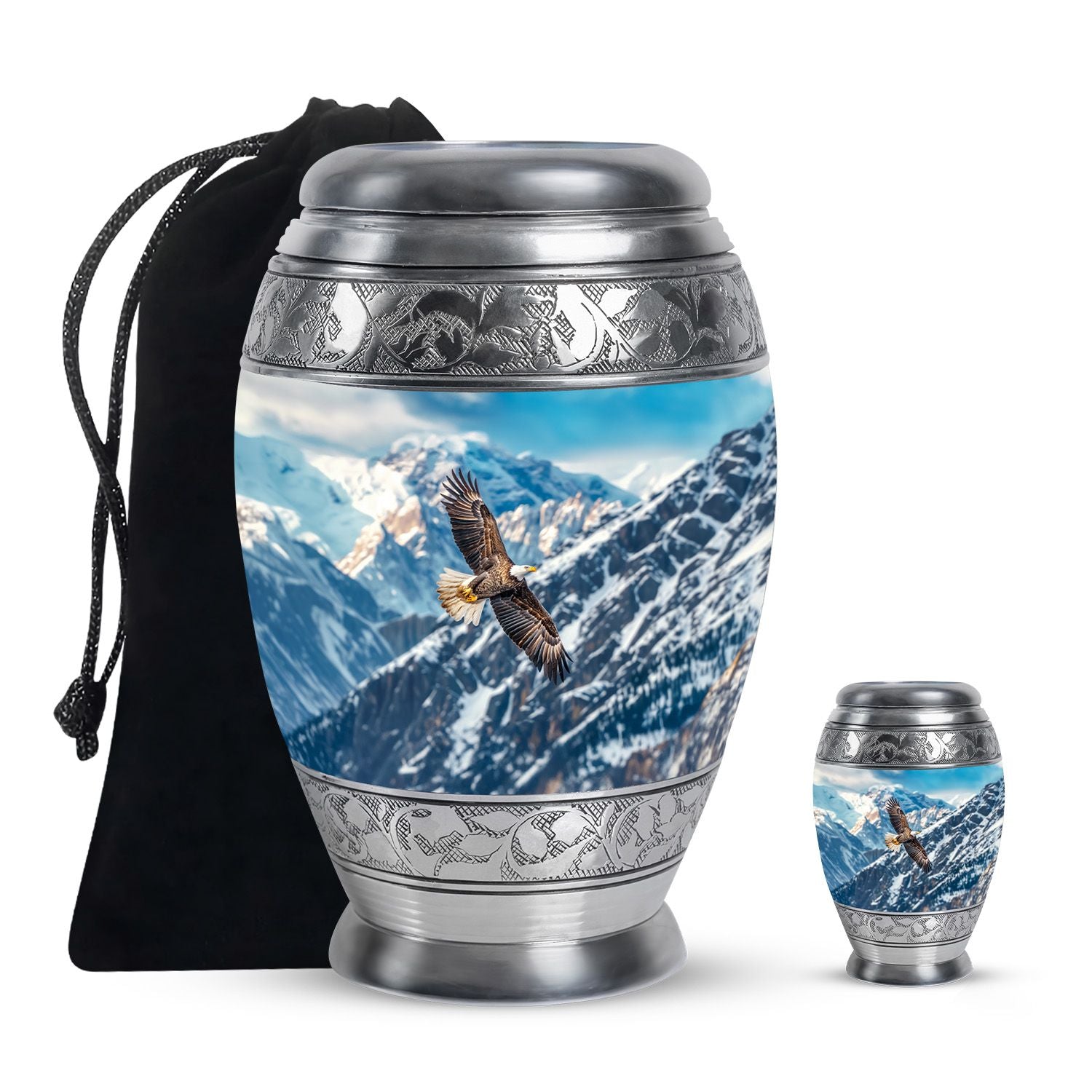 Eagle Theme Large Urn With 1 Keepsake Urn