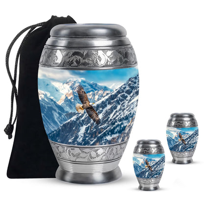 Eagle Theme Large Urn With 2 Keepsake Urn
