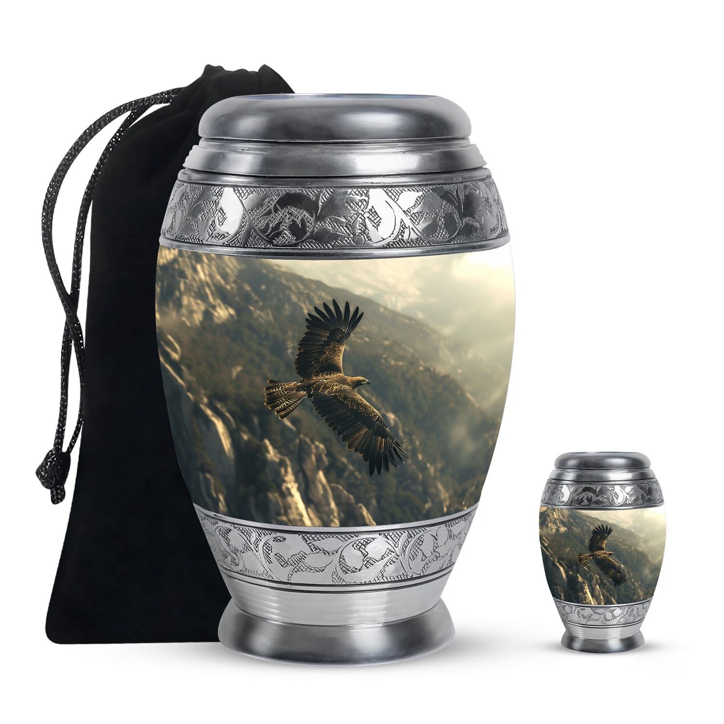 Eagle Theme Large Urn With 1 Keepsake Urn