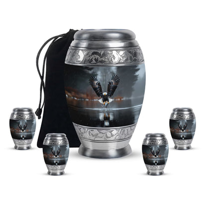 Eagle Theme Large Urn With 4 Keepsake Urn