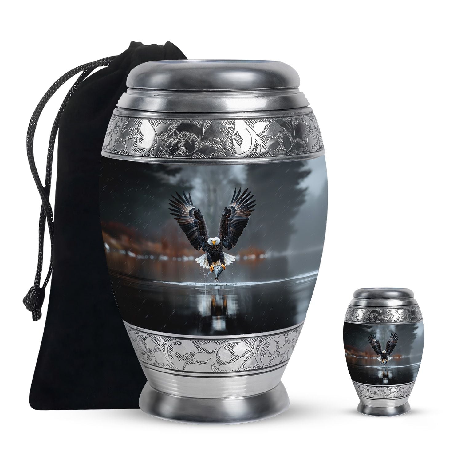 Eagle Theme Large Urn With 1 Keepsake Urn