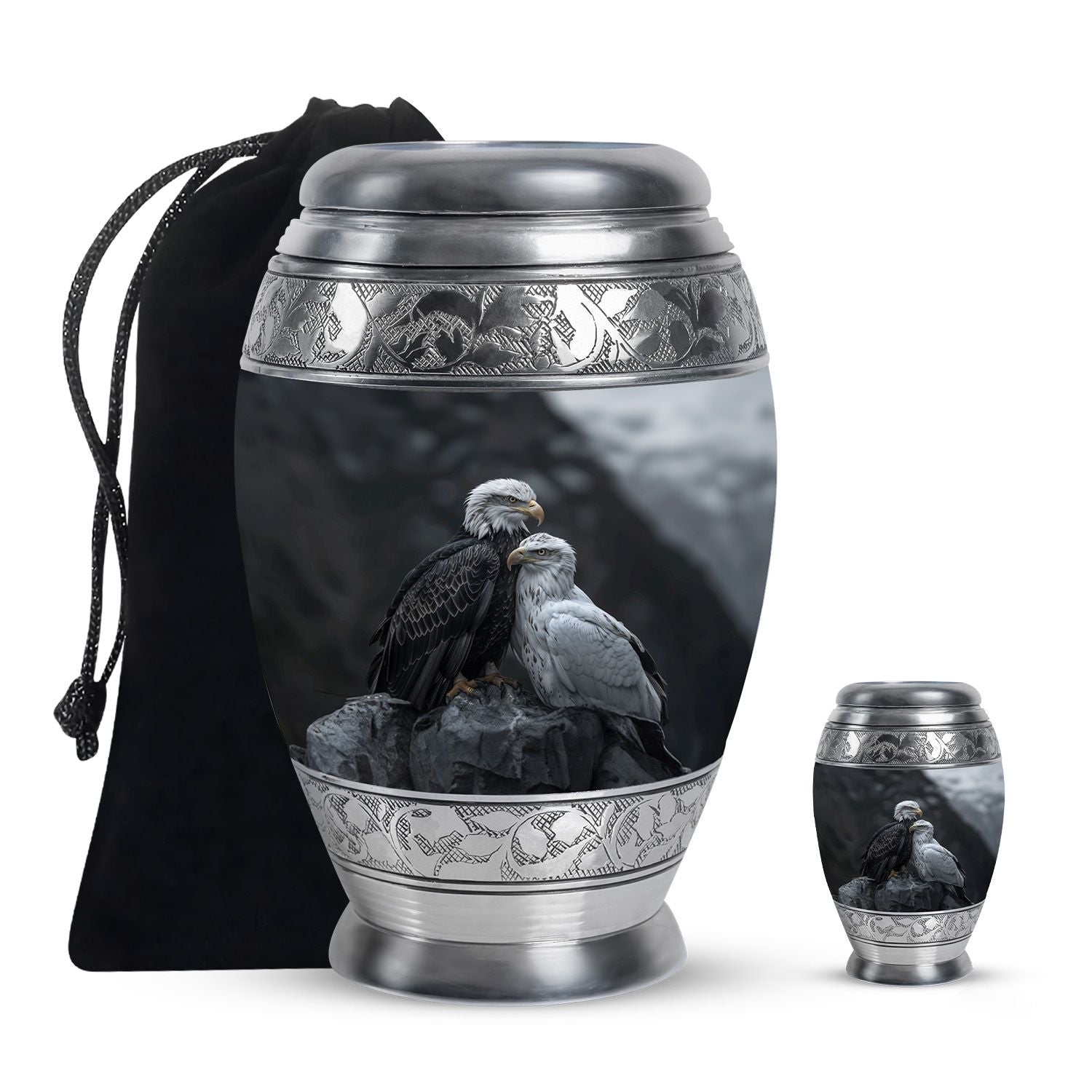 Eagle Theme Large Urn With 1 Keepsake Urn