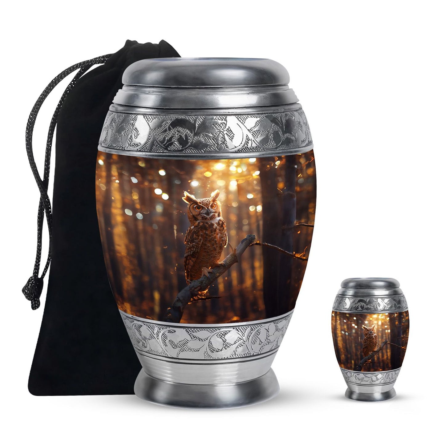 Owl Theme Large Urn With 1 Keepsake Urn