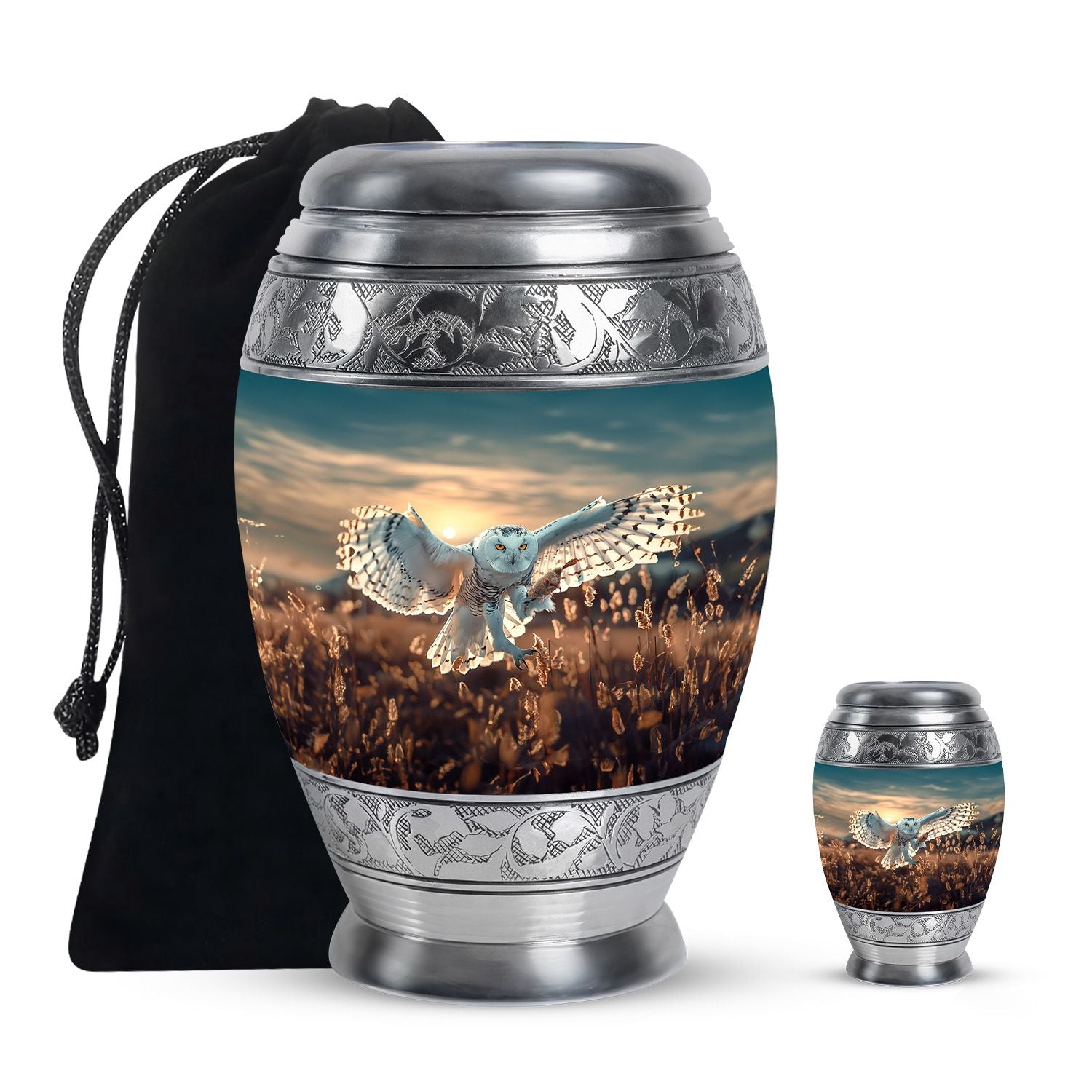 Owl Theme Large Urn With 1 Keepsake Urn