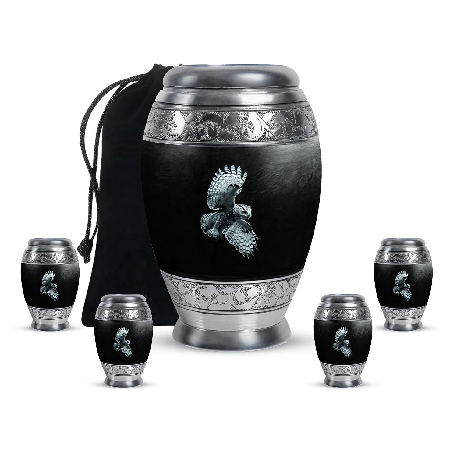 Owl Theme Large Urn With 4 Keepsake Urn