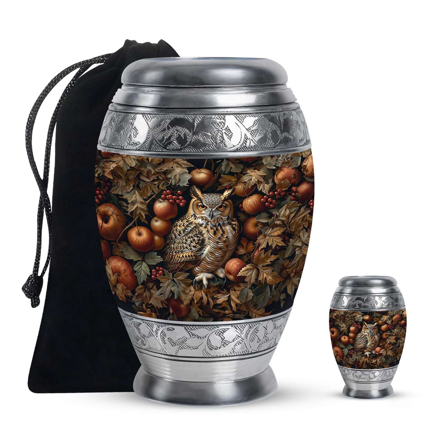 Owl Theme Large Urn With 1 Keepsake Urn