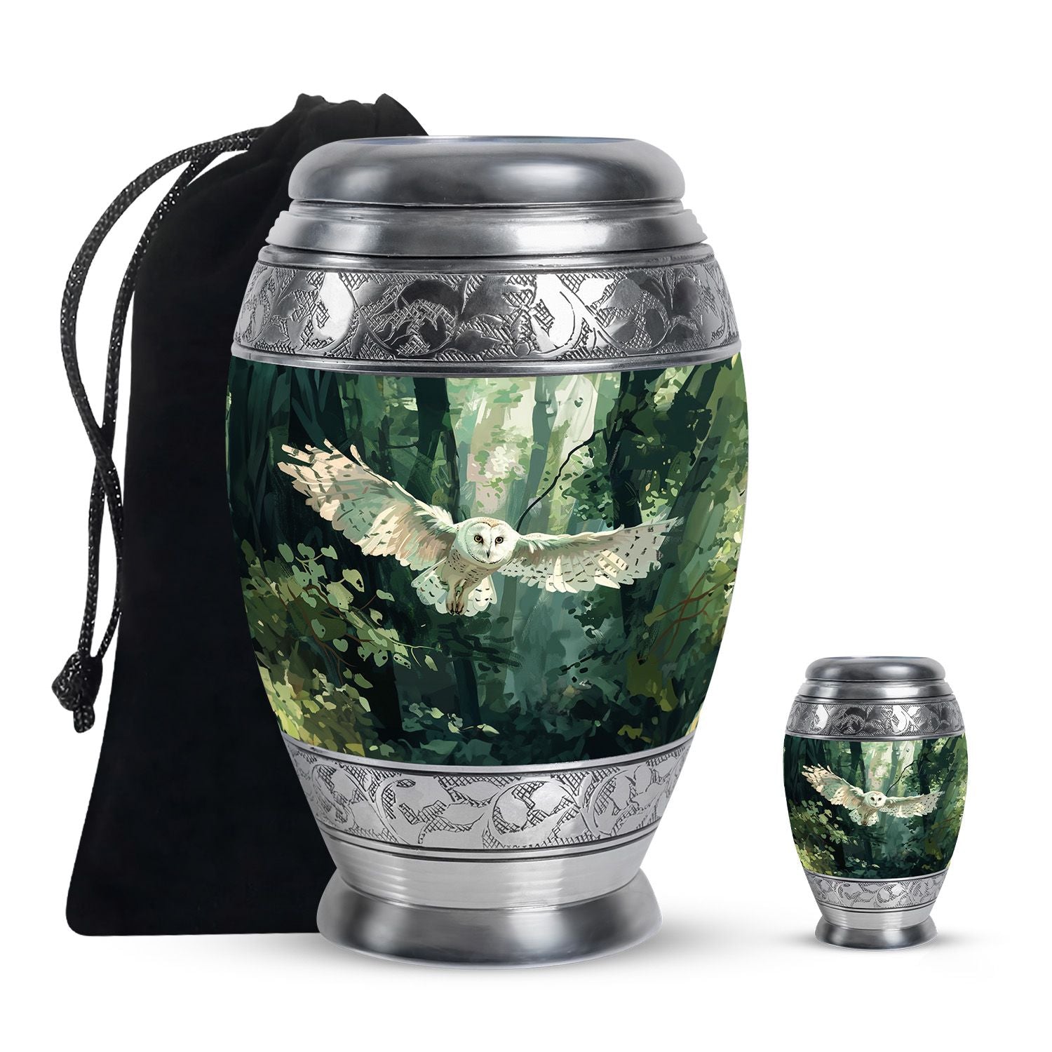 Owl Theme Large Urn With 1 Keepsake Urn