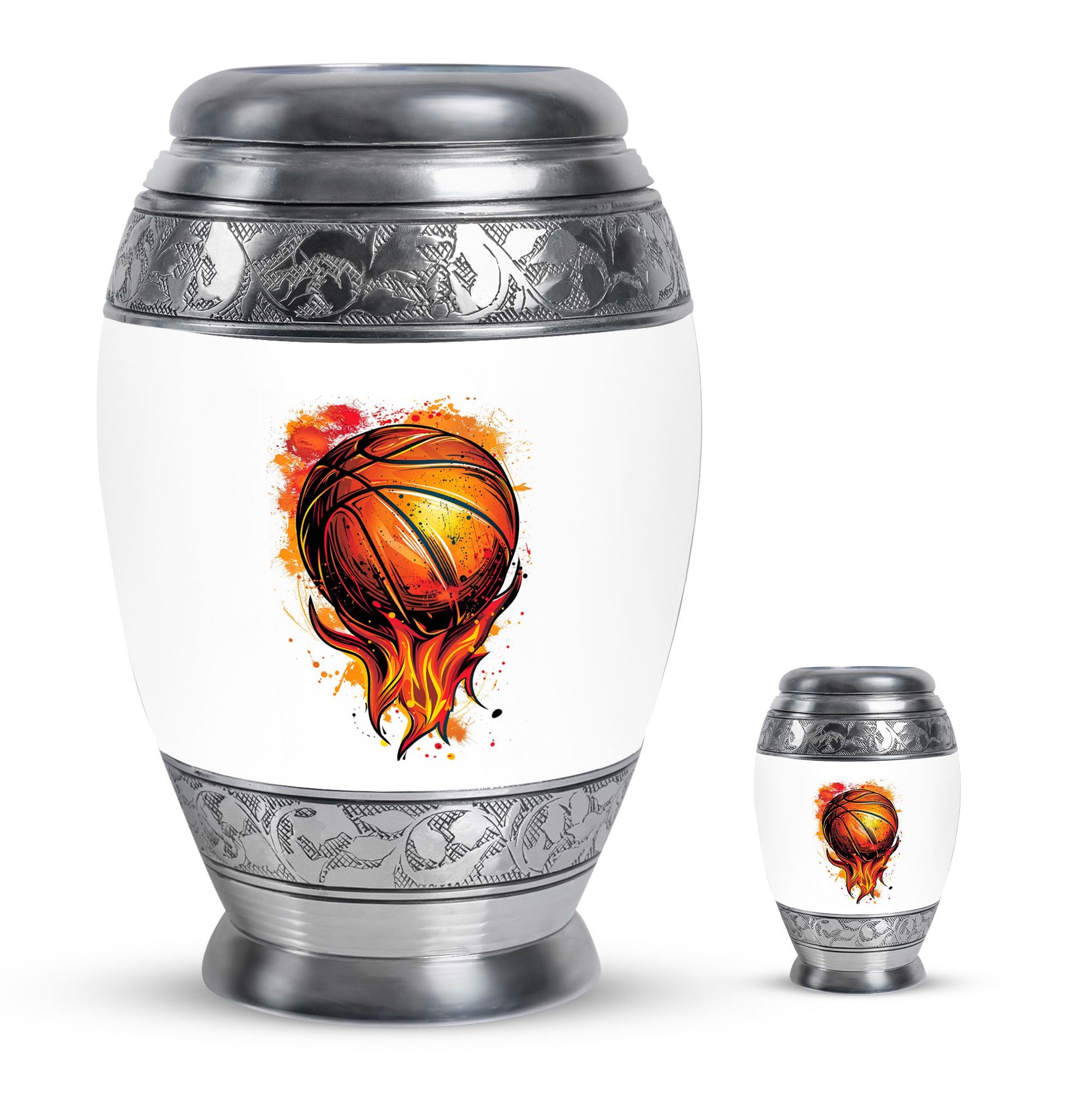 Basketball Theme Large Urn With 1 Keepsake Urn
