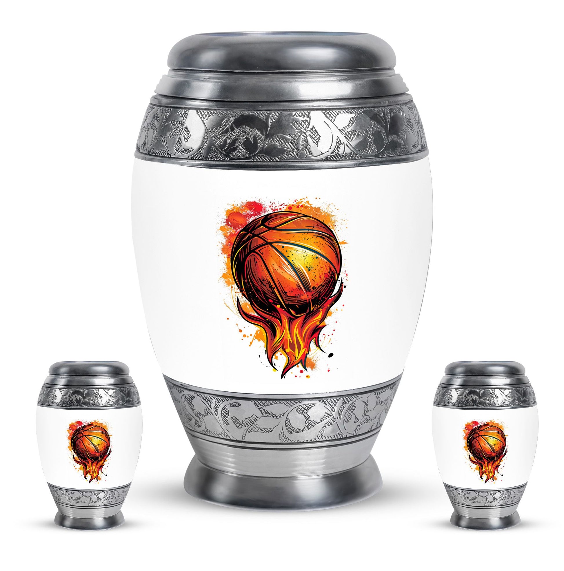 Basketball Theme Large Urn With 2 Keepsake Urn