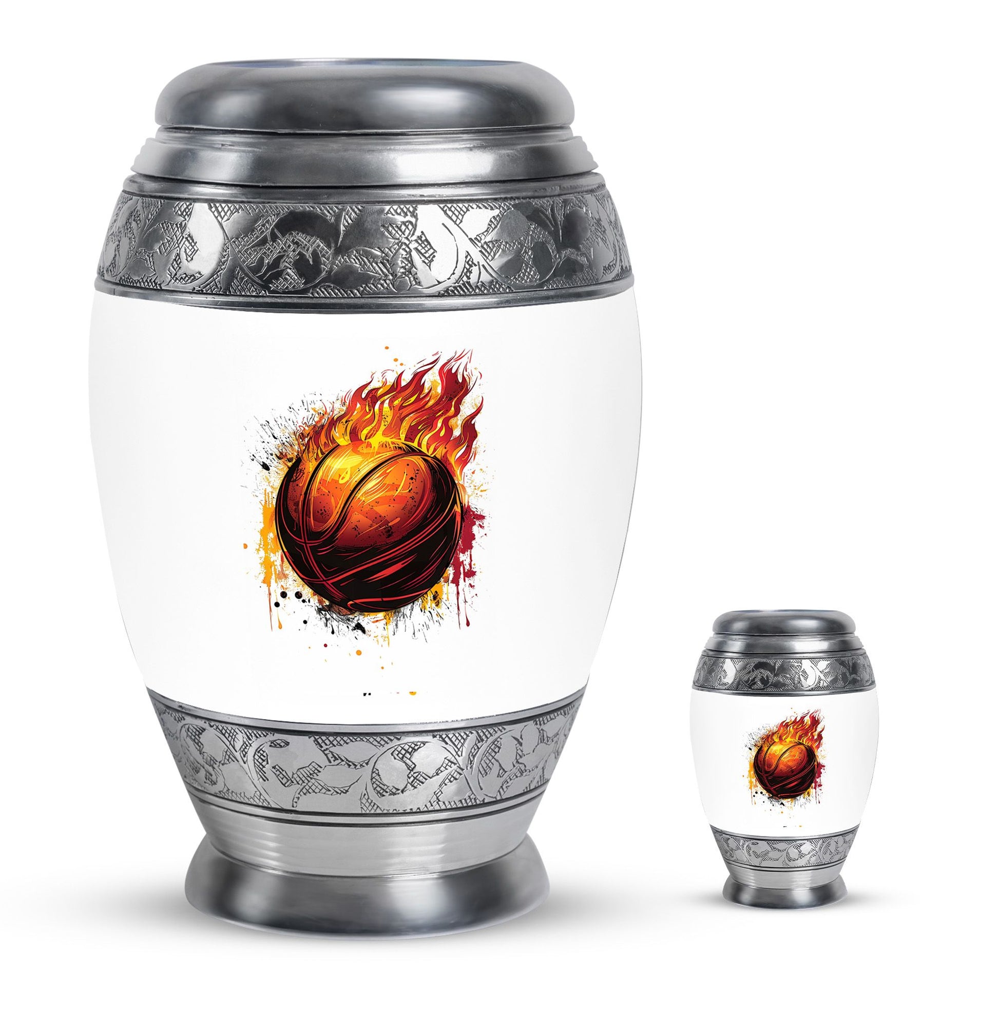 Basketball Theme Large Urn With 1 Keepsake Urn