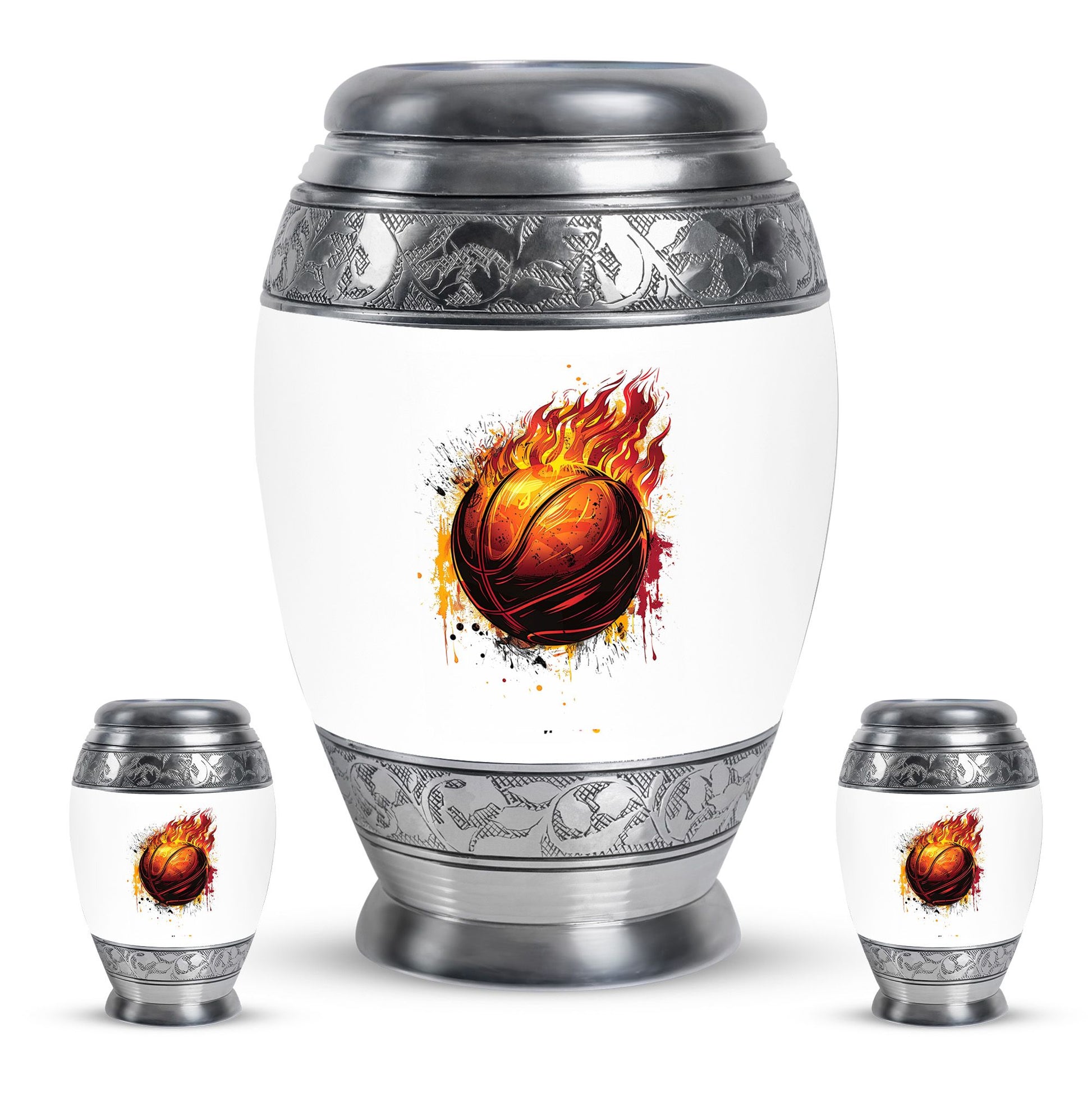 Basketball Theme Large Urn With 2 Keepsake Urn