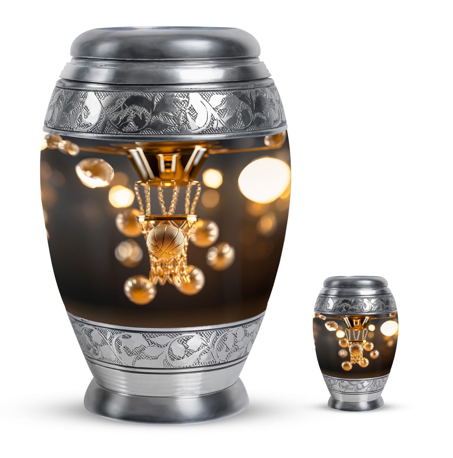 Basketball Theme Large Urn With 1 Keepsake Urn