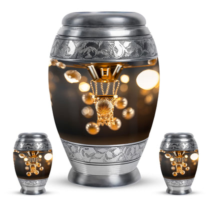 Basketball Theme Large Urn With 2 Keepsake Urn