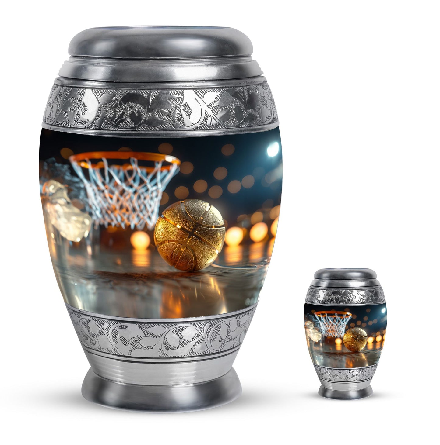 Basketball Theme Large Urn With 1 Keepsake Urn