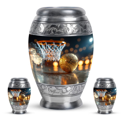 Basketball Theme Large Urn With 2 Keepsake Urn