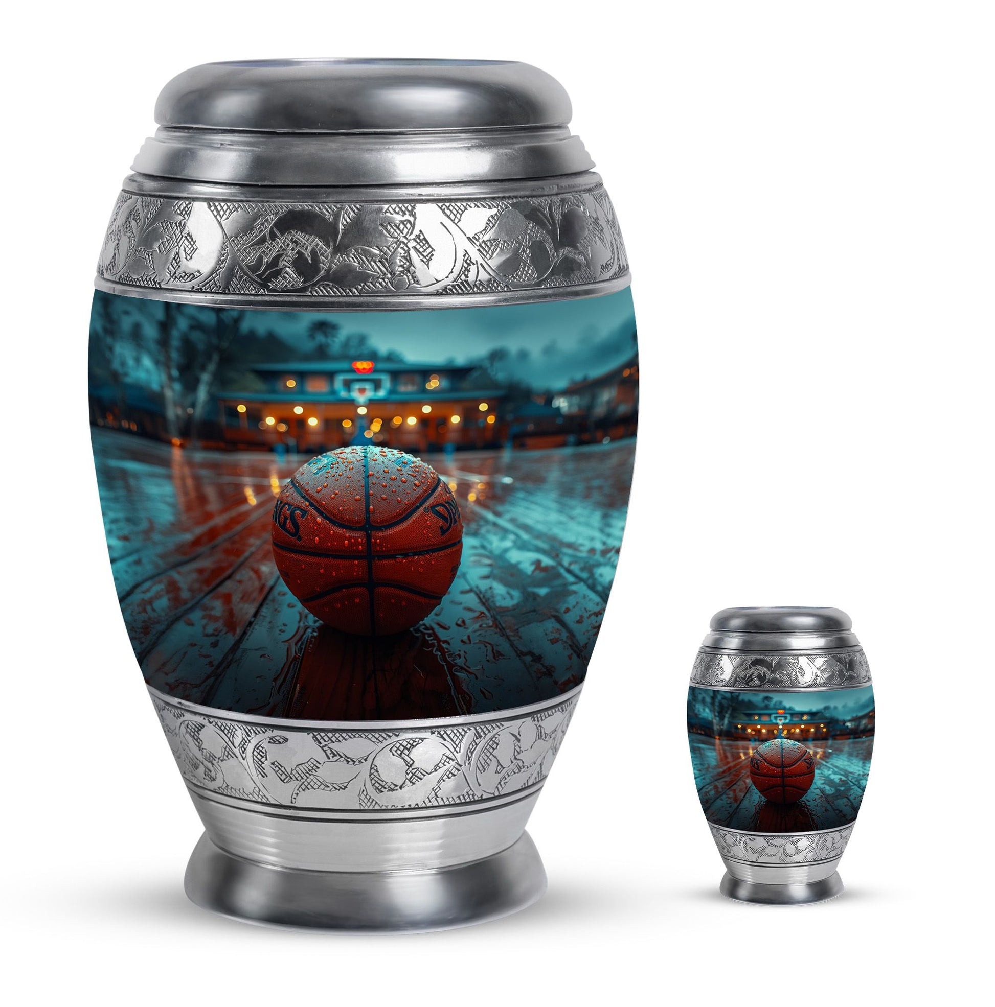 Basketball Theme Large Urn With 1 Keepsake Urn