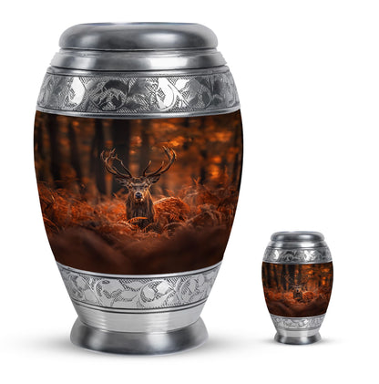 Deer Theme Large Urn With 1 Keepsake Urn