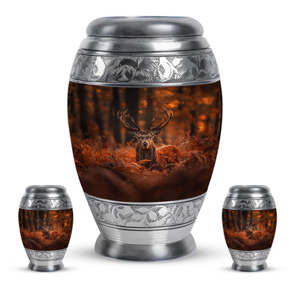 Deer Theme Large Urn With 2 Keepsake Urn
