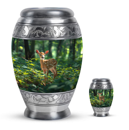 Deer Theme Large Urn With 1 Keepsake Urn