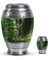 Deer Theme Large Urn With 1 Keepsake Urn