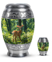 Deer Theme Large Urn With 1 Keepsake Urn
